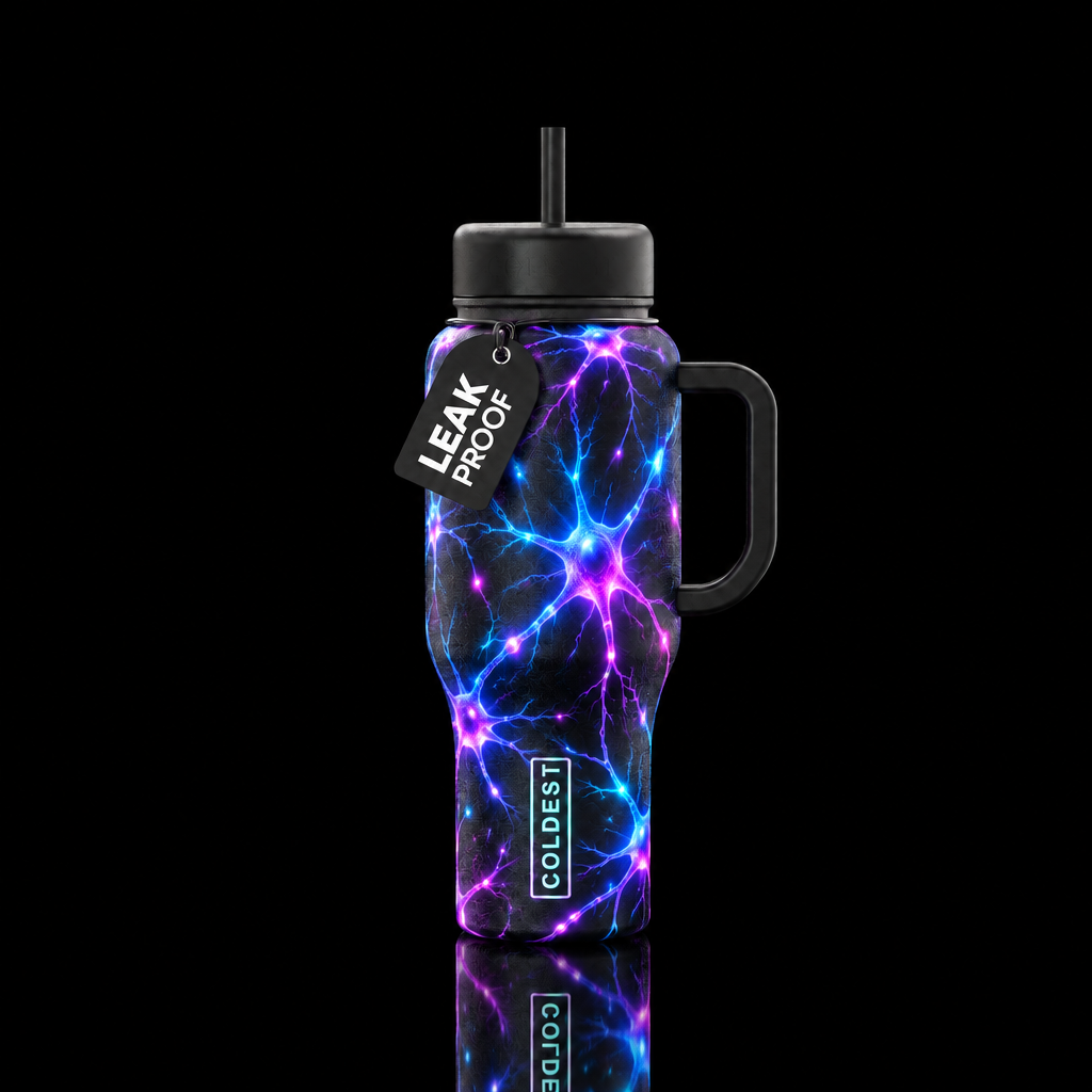 Neuron stimulation, neon water bottle design