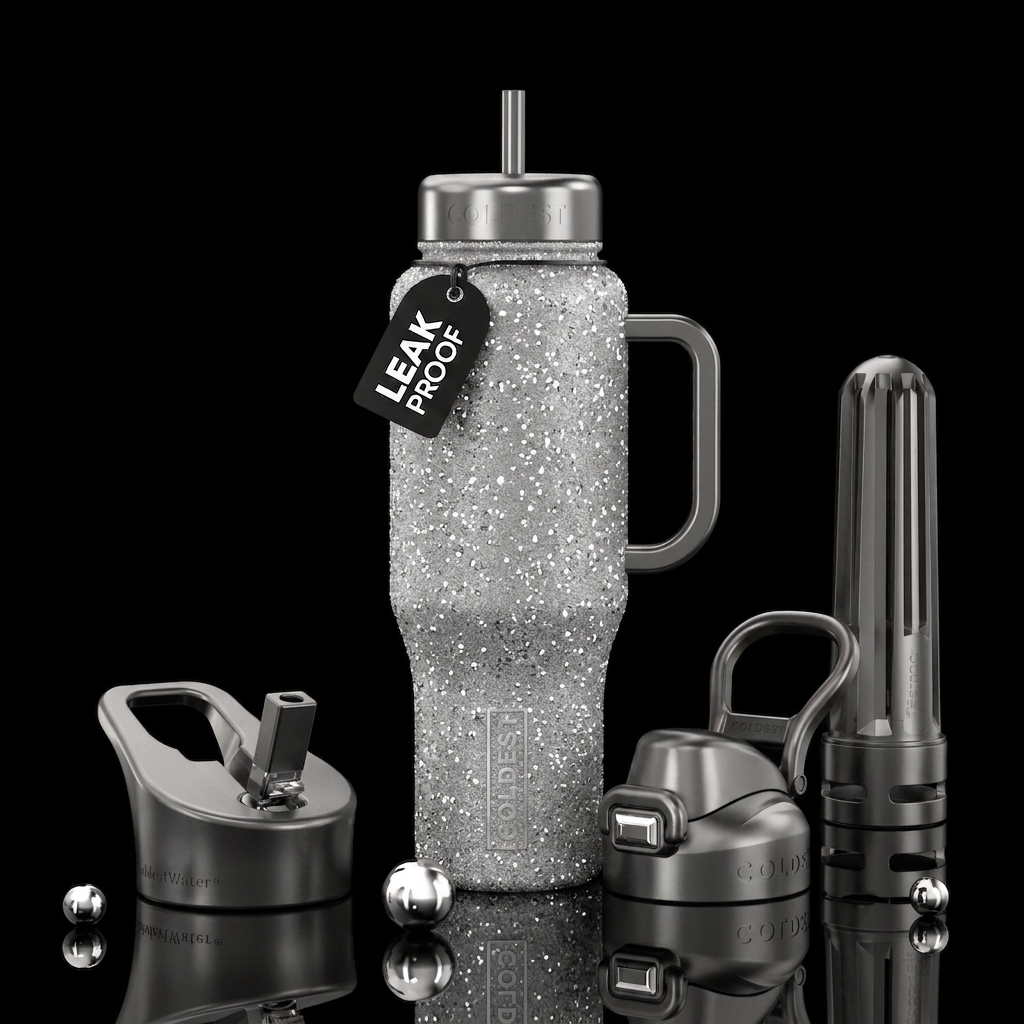 Silver snow water bottle design