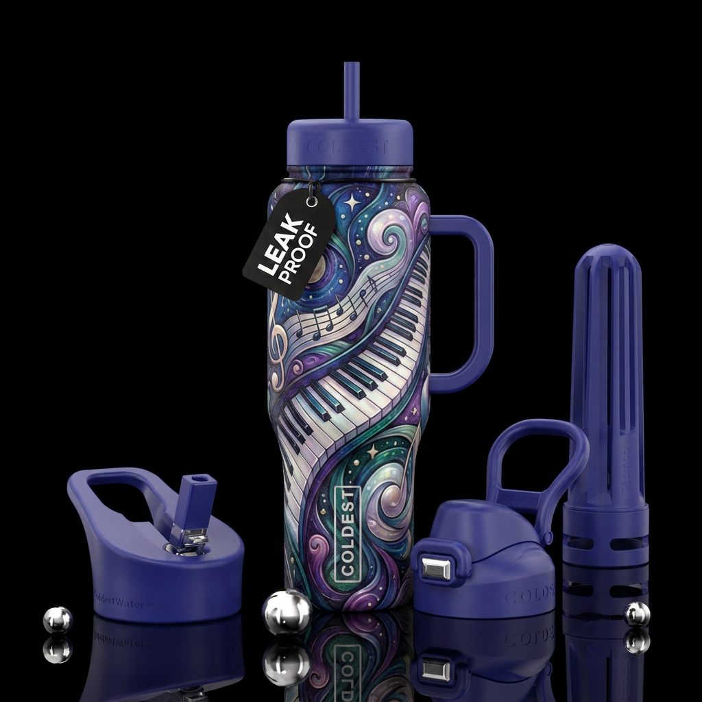 Piano serenity dream water bottle design