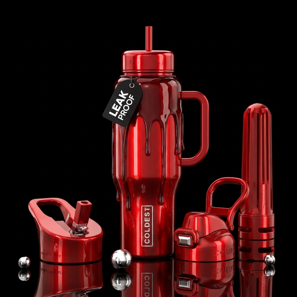 Candy apple dripping water bottle design