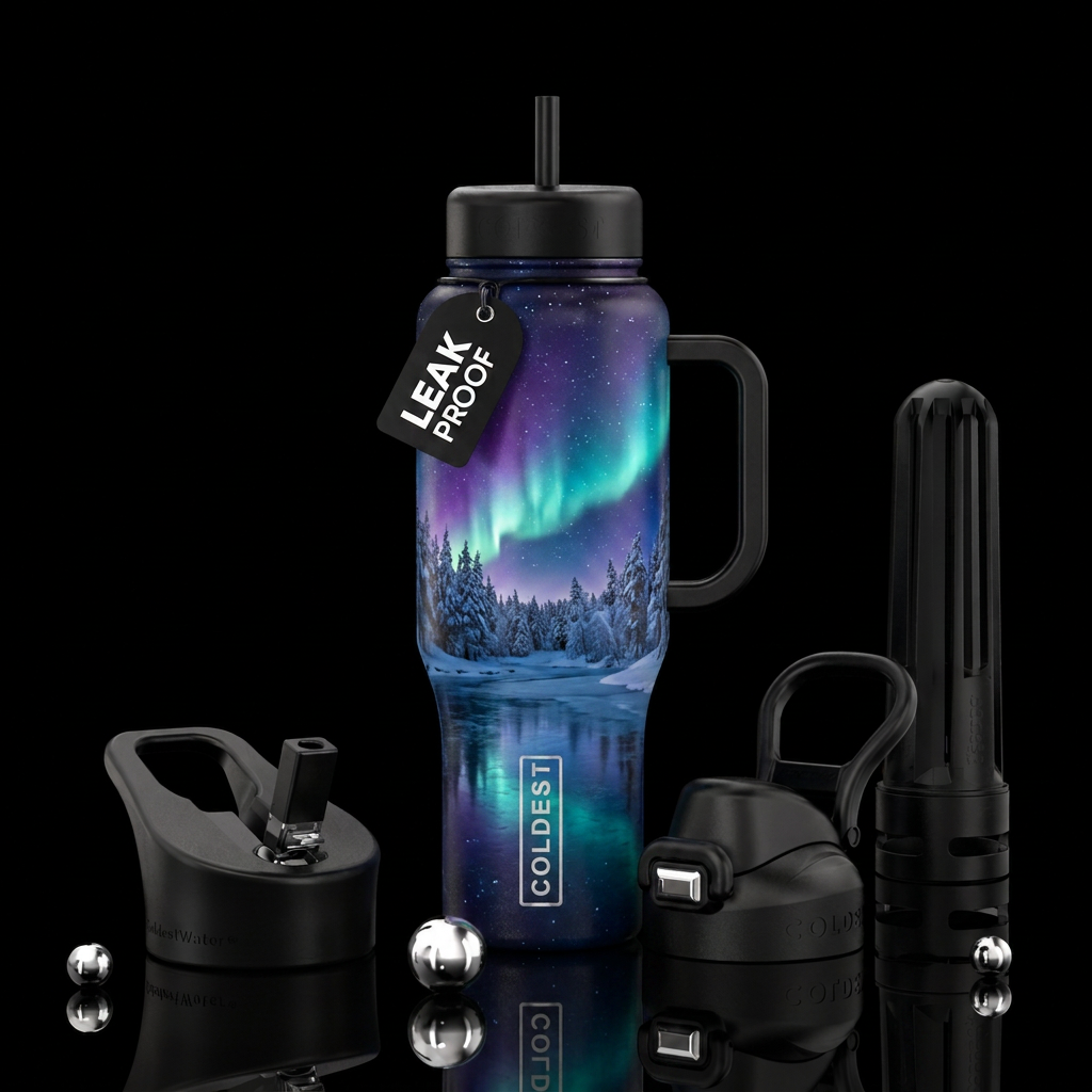 Snow quiet hush peaceful water bottle design