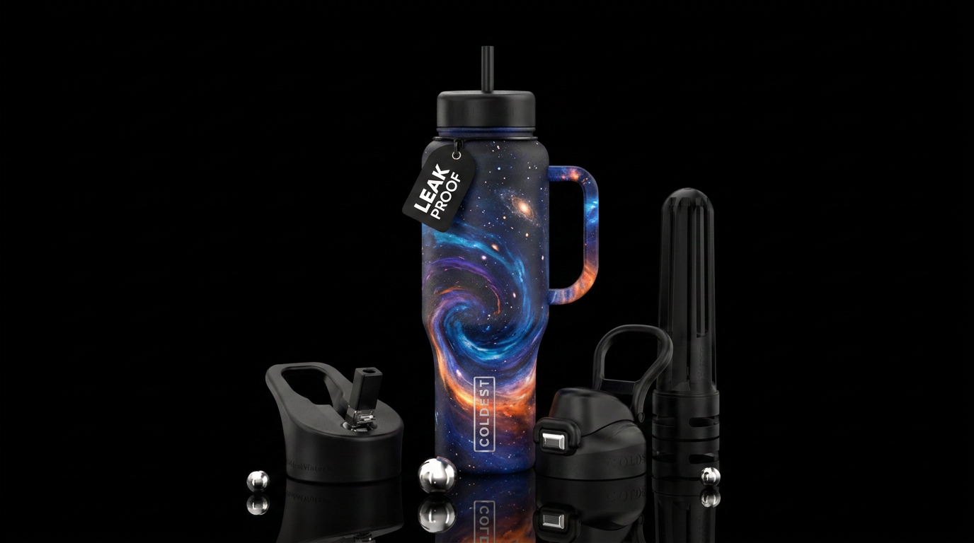 Space swirl stars water bottle design