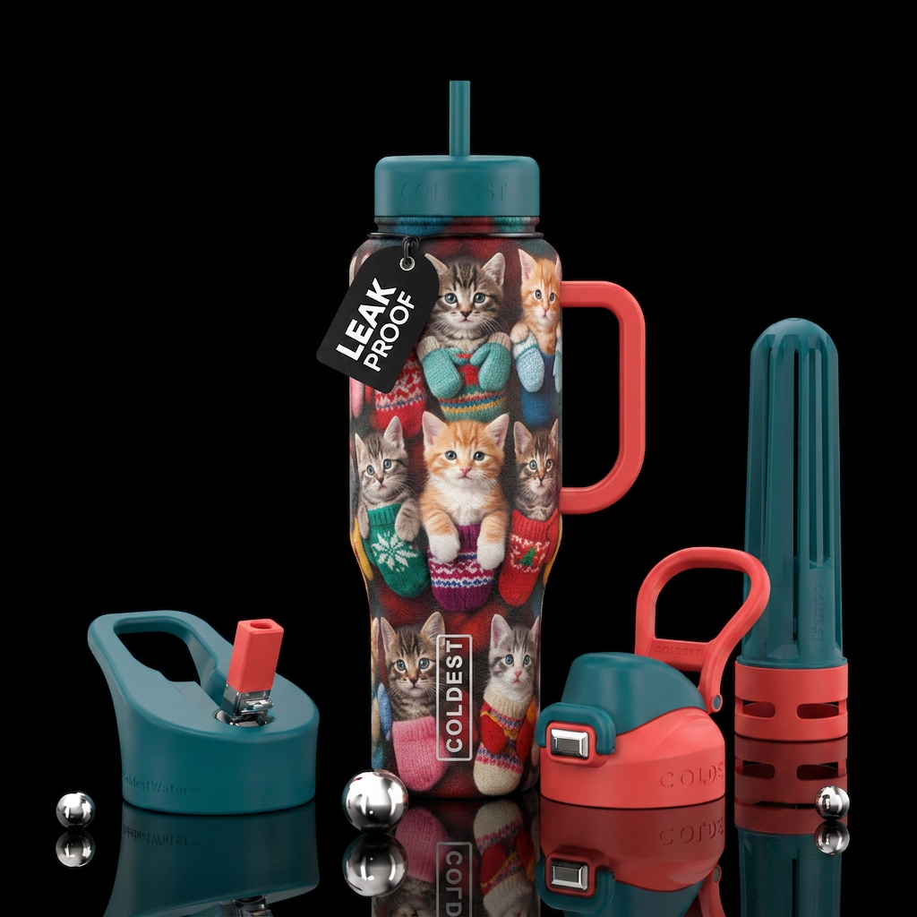 Kittens in mittens water bottle design