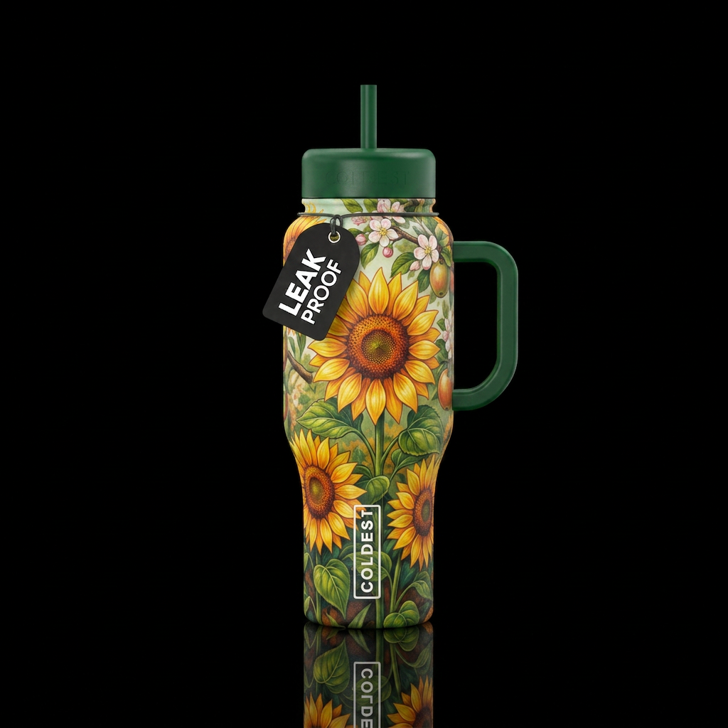 Orchard sun flowers water bottle design