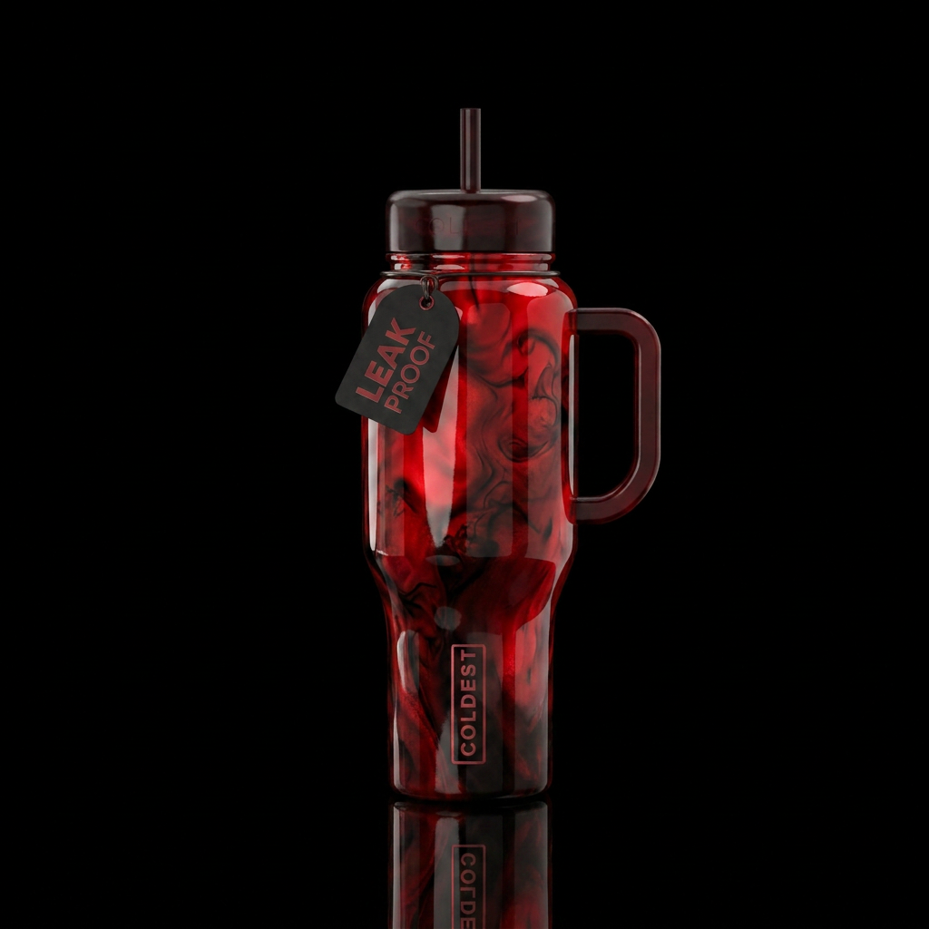 Spooky Candy Apple red black water bottle design