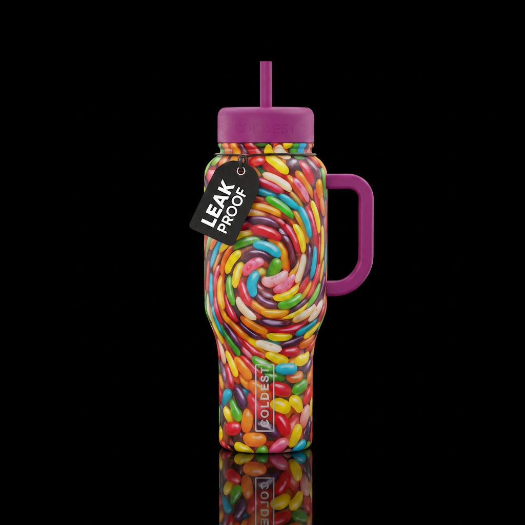 Jelly beans swirl water bottle design