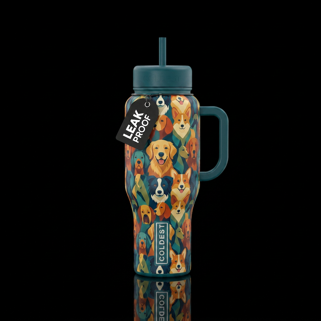 Dog tesselations water bottle design