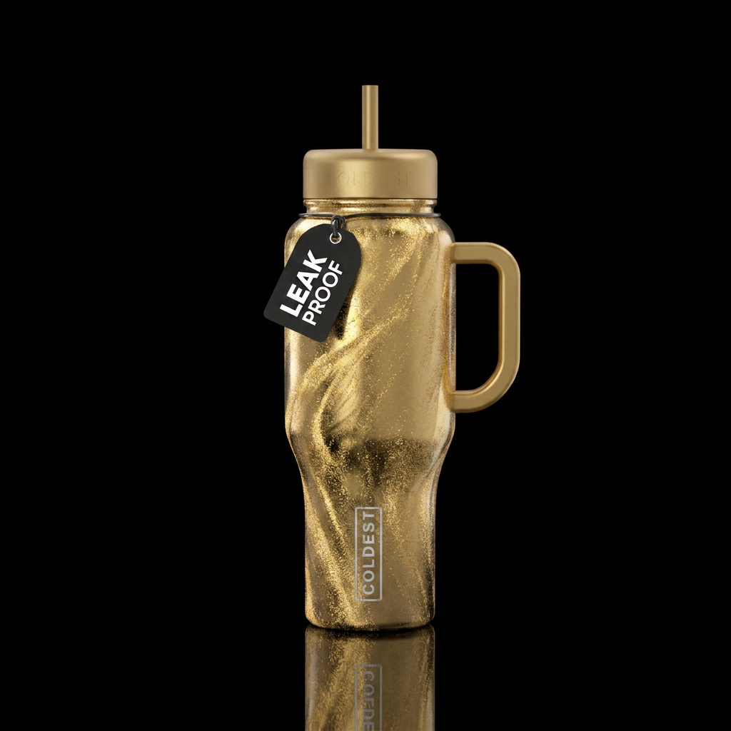 Gold dust veil shiny water bottle design