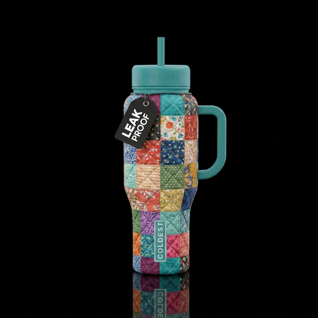 Quilt stitched with love water bottle design
