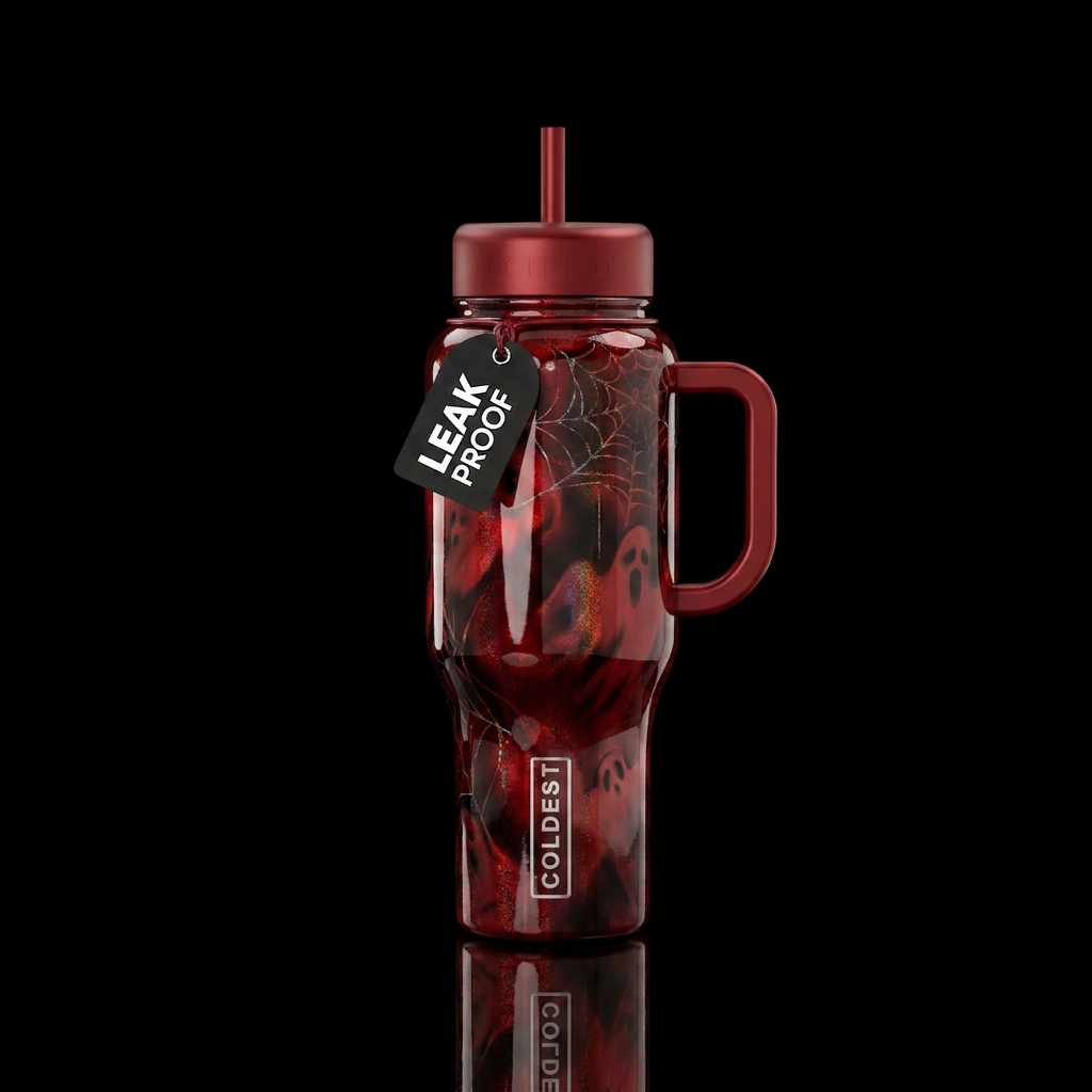 Candy apple spooky water bottle design