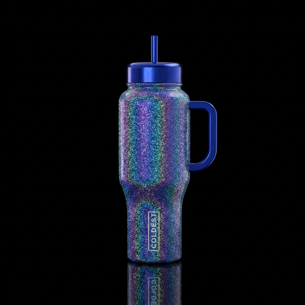 Sparkle glitter radiant shine water bottle design
