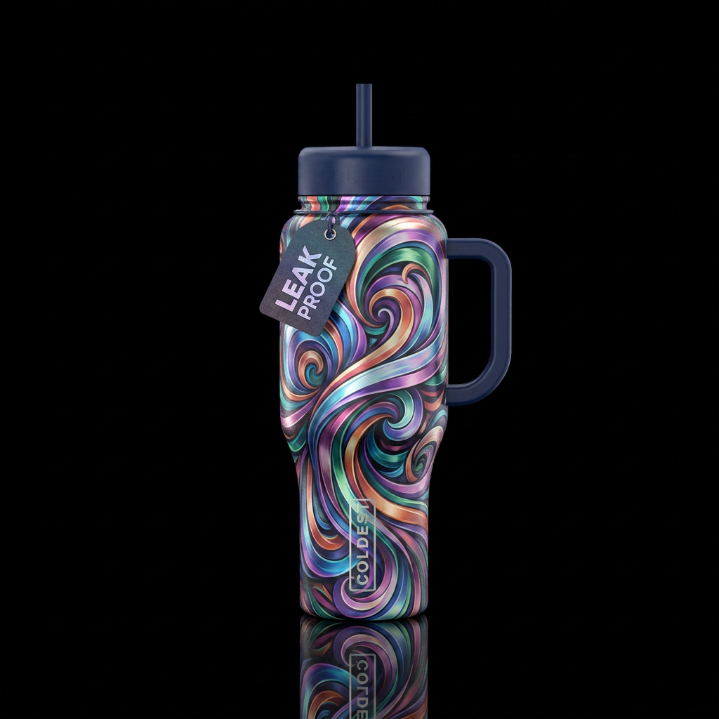 ribbon abstract swirl fantasy water bottle design