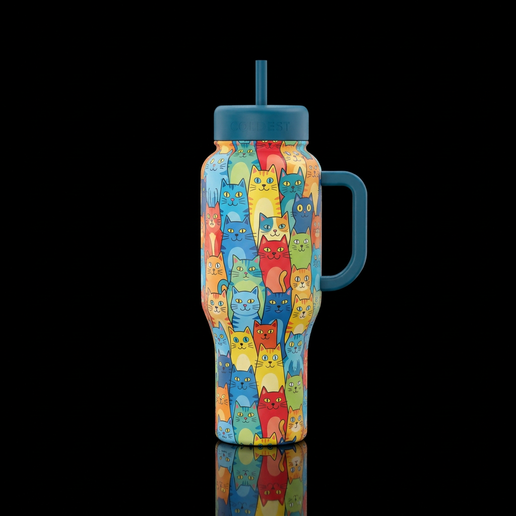 Cartoon cats tessellated water bottle design