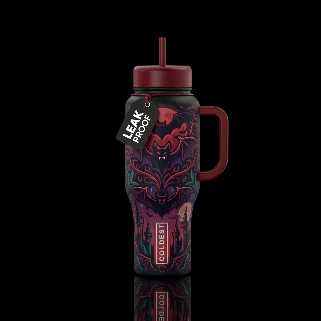Vampire spooky water bottle design