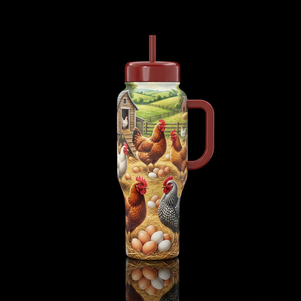 Chicken eggs farm water bottle design