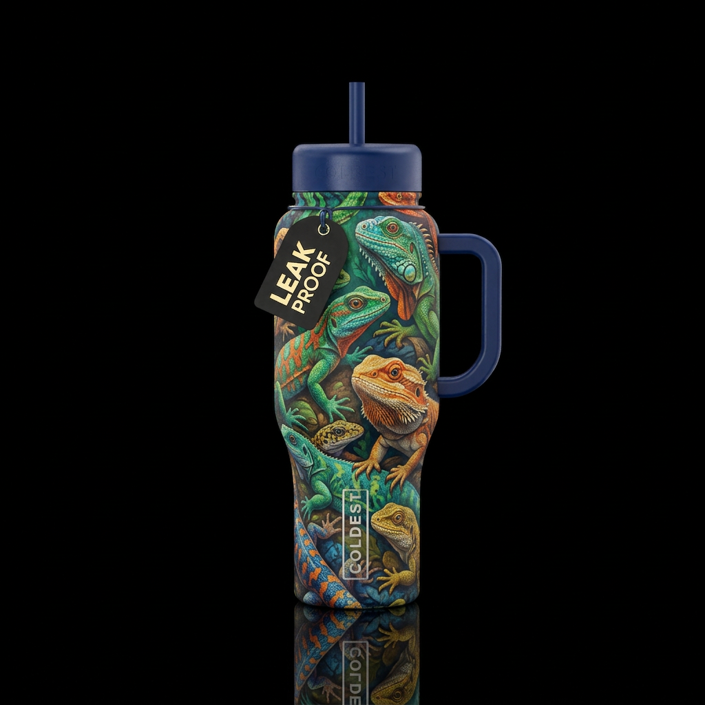 Lizard gecko bearded dragon water bottle design