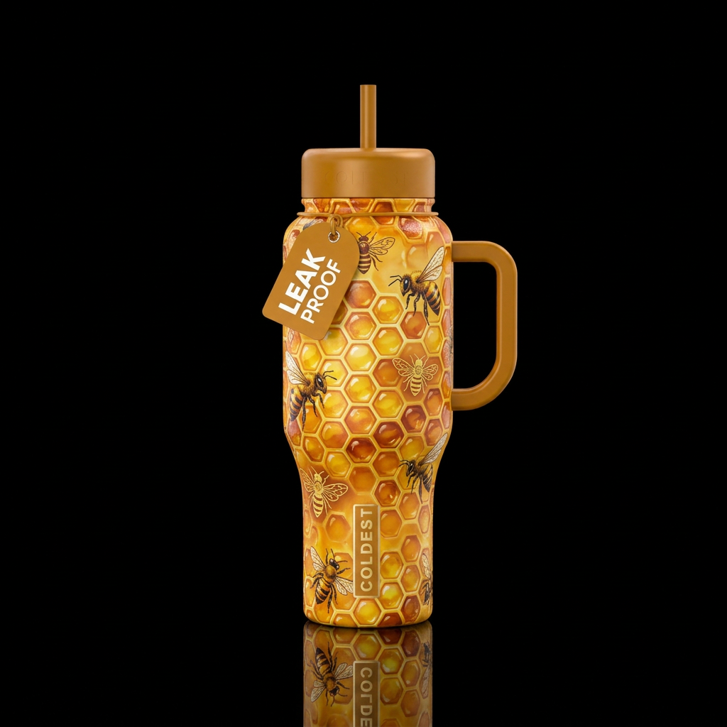 Honey comb bees water bottle design
