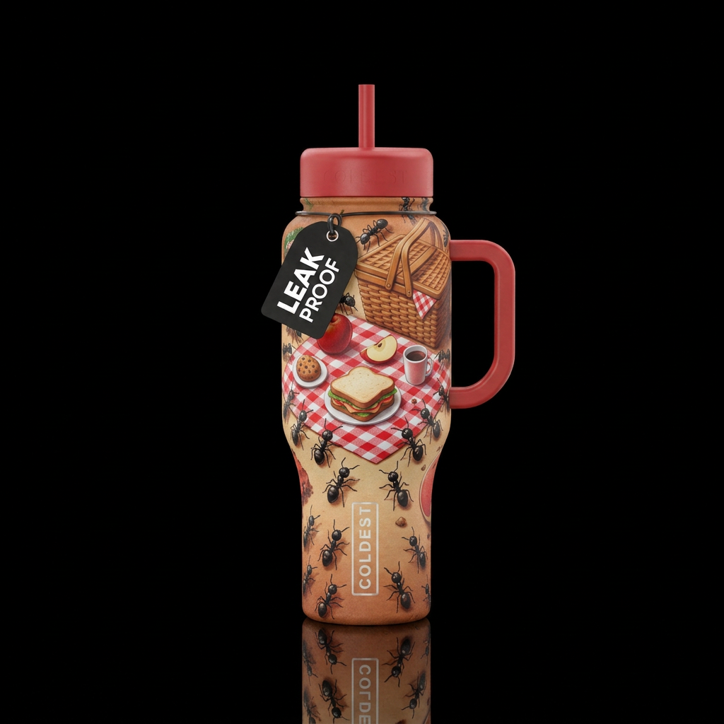 Ants at a picnic water bottle design