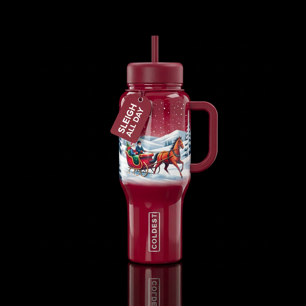 Dashing through the snow in a one horse open sleig... water bottle design