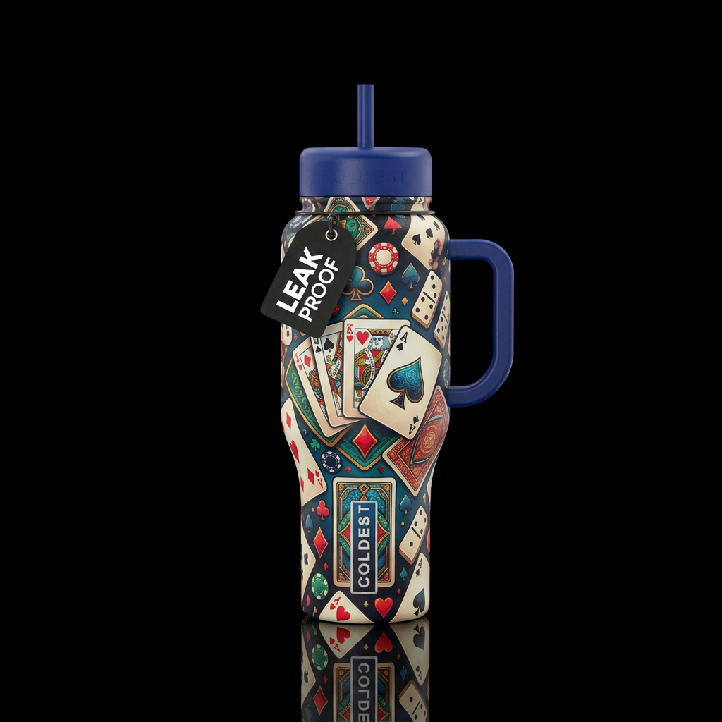 Deck of cards card games water bottle design