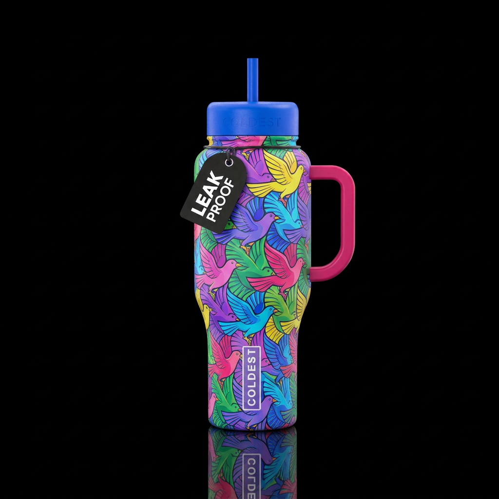 Inter locking Escher birds water bottle design