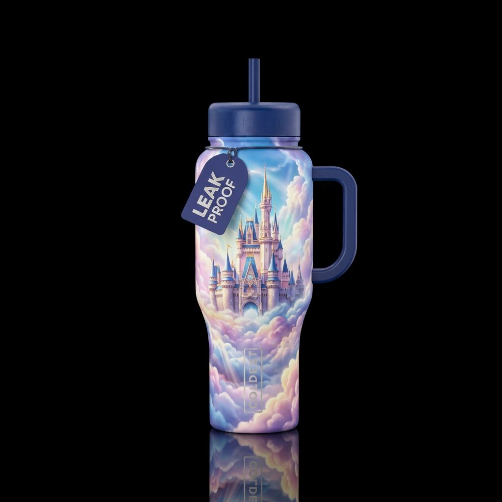 Castle in the vlouds water bottle design