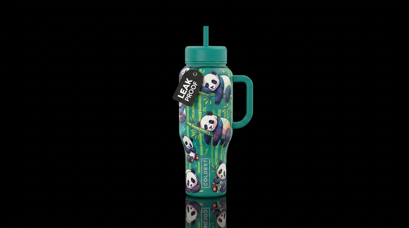 Sleepy pandas water bottle design