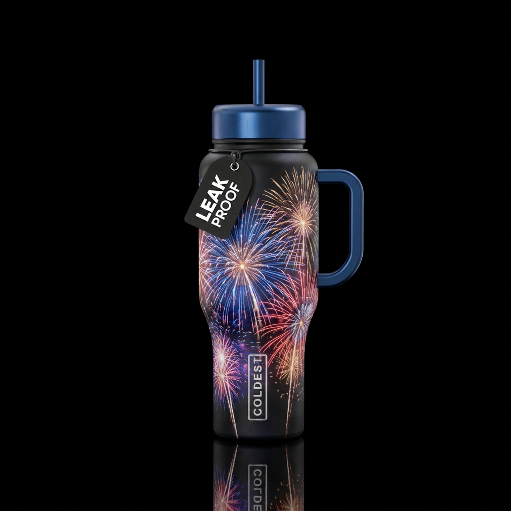 Fireworks explosion water bottle design