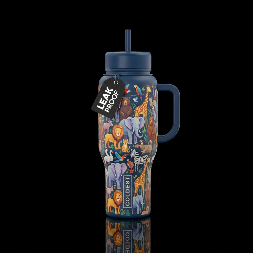 Noah’s Ark animals water bottle design