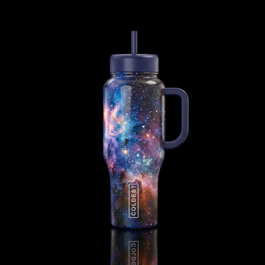 Galactic space odyssey water bottle design