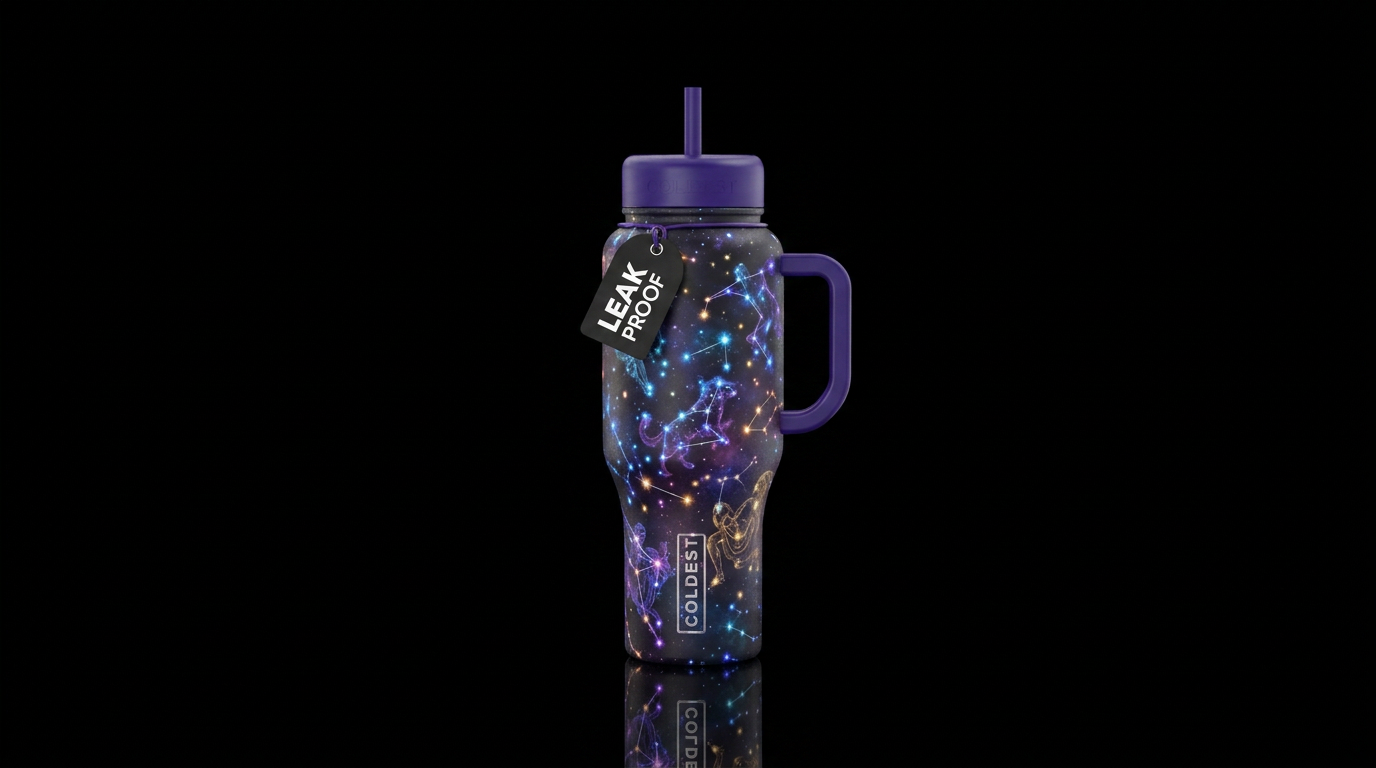 Constellations shimmering in space water bottle design