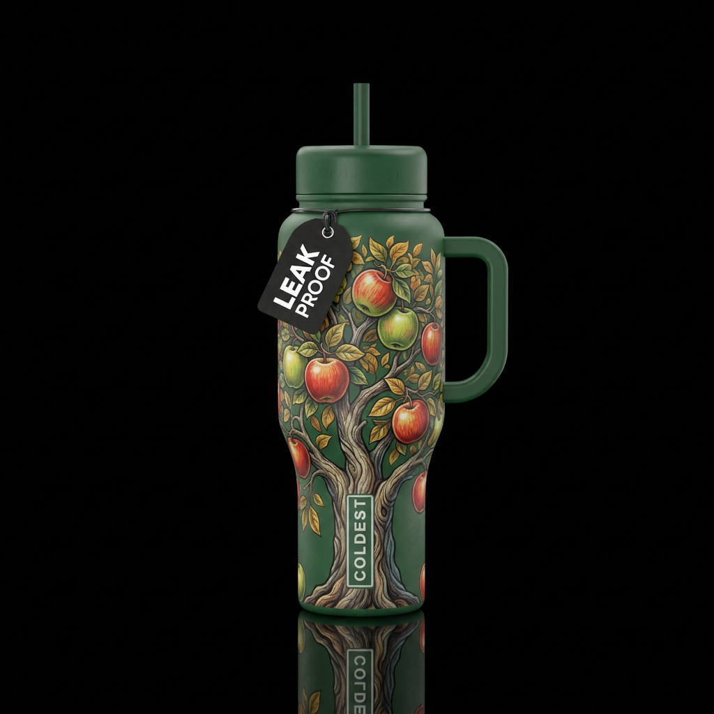 Apple tree full of fruit water bottle design