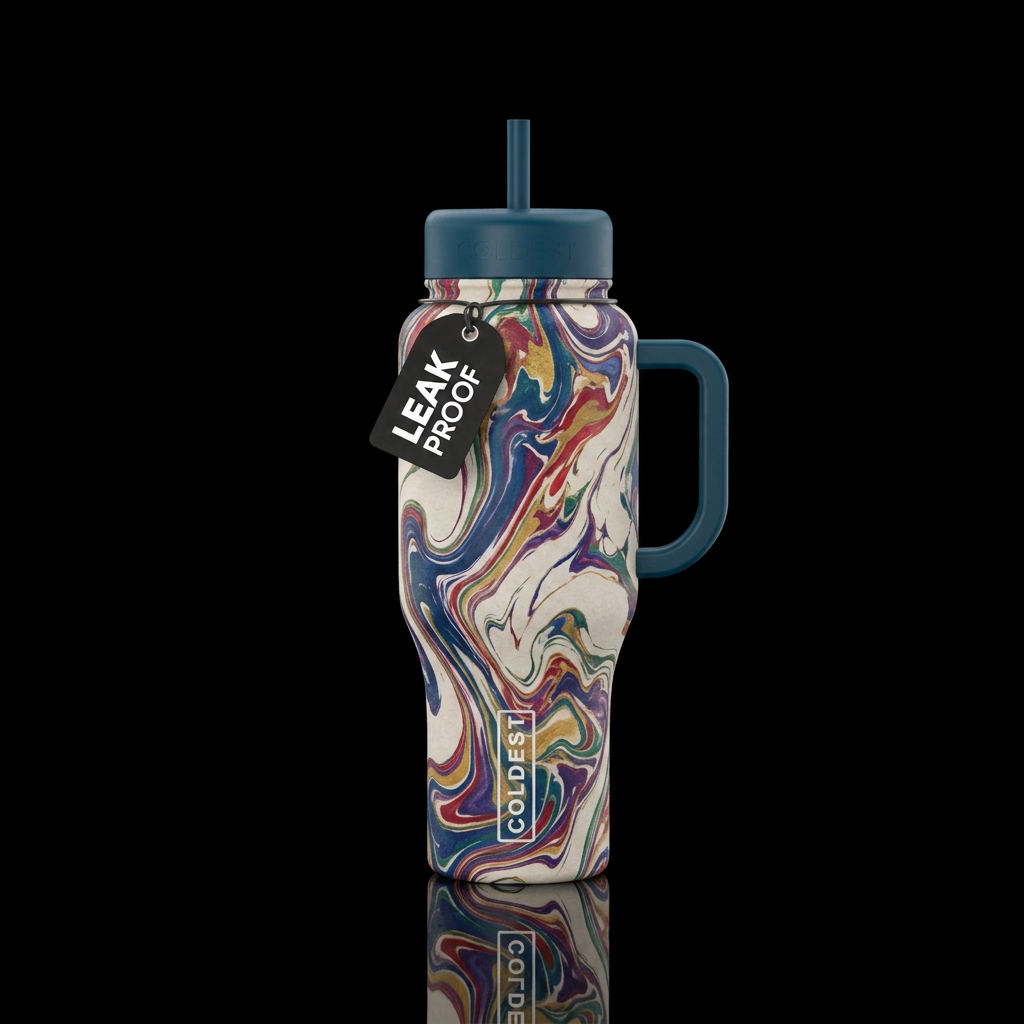Marbled composition notebook water bottle design
