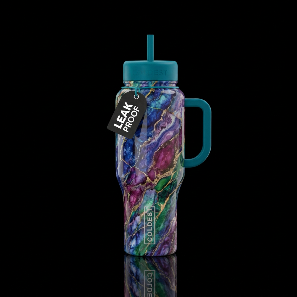 Marbled rock water bottle design