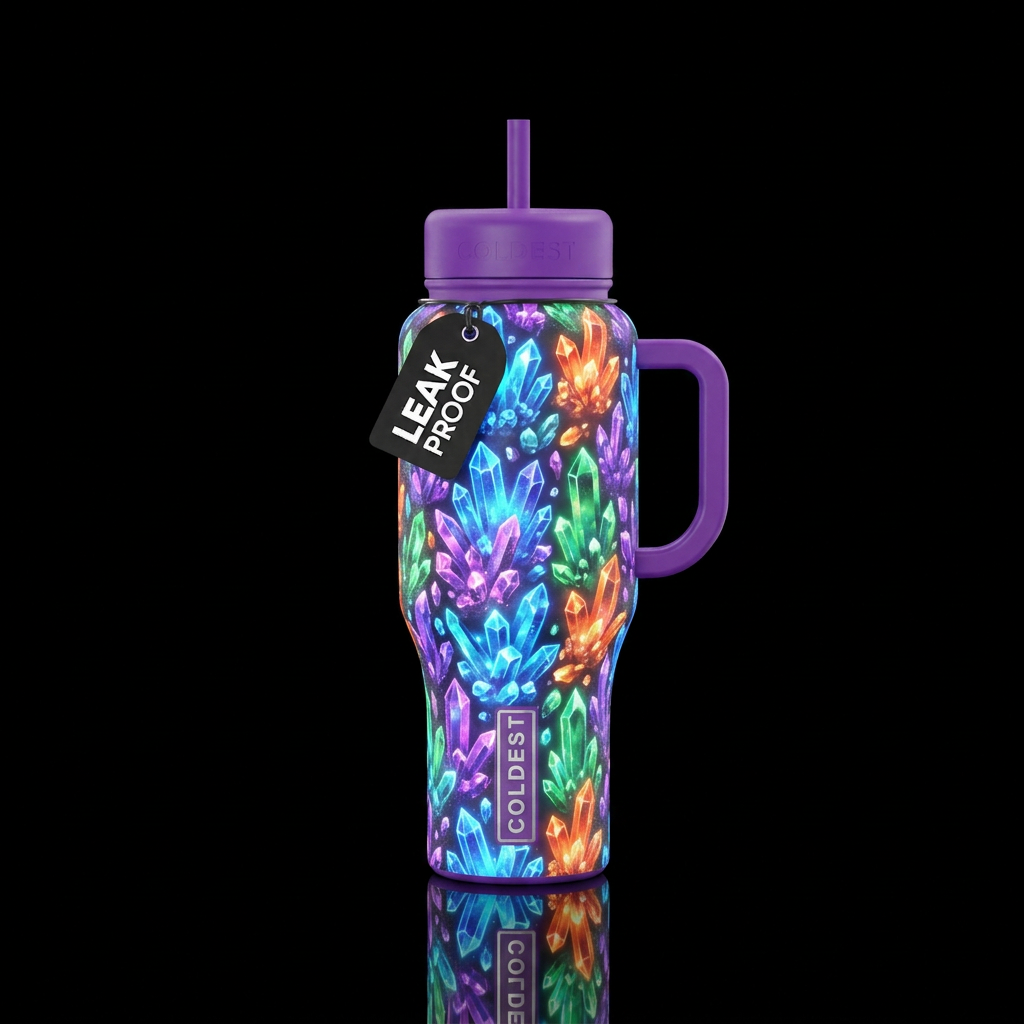Glowie crystals water bottle design
