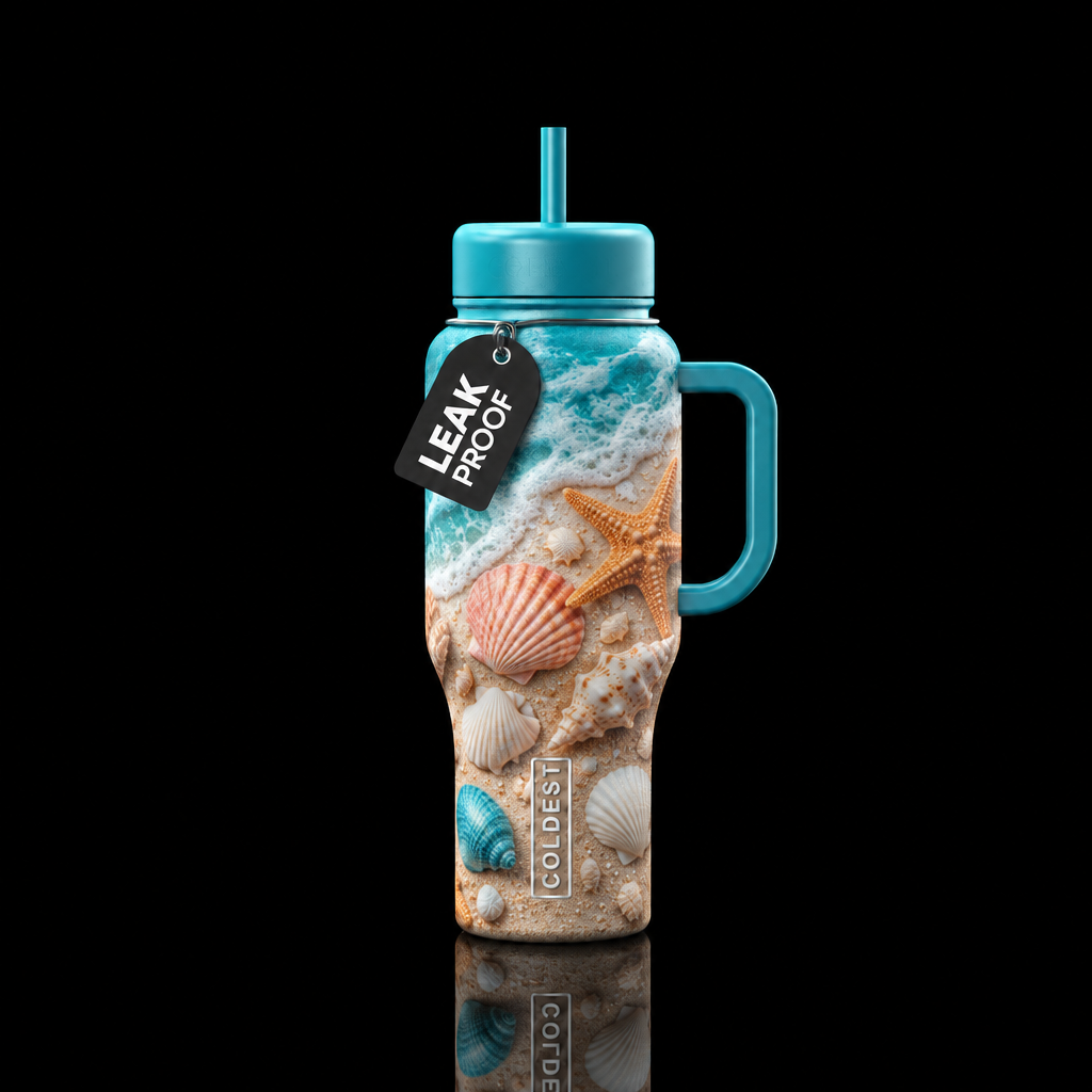 Seashells by the Seashore water bottle design