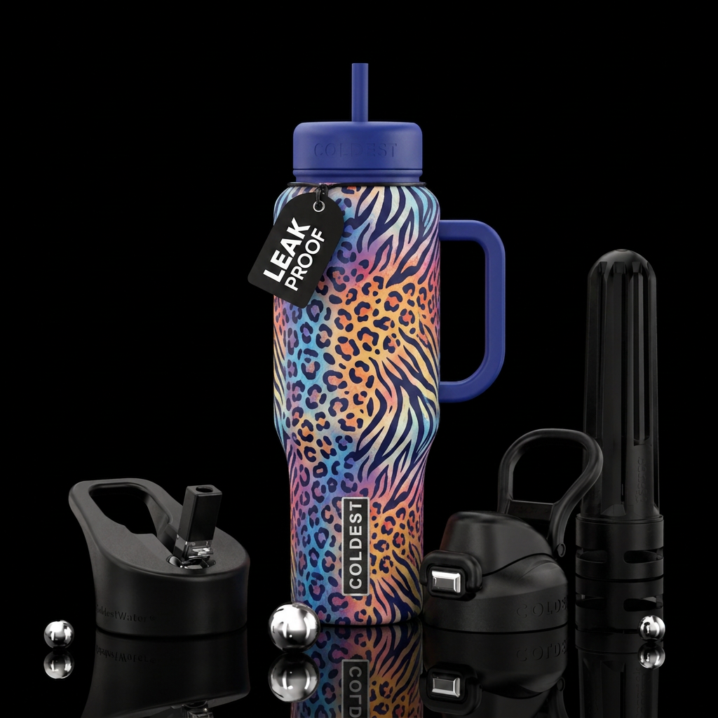 Neon prints water bottle design