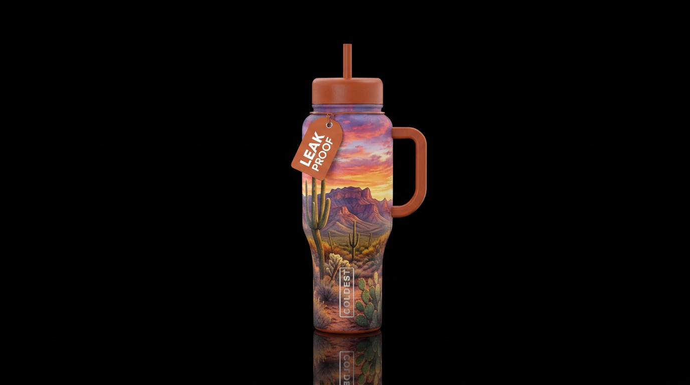 Western seguaro cactus prickly pair cactus with mo... water bottle design
