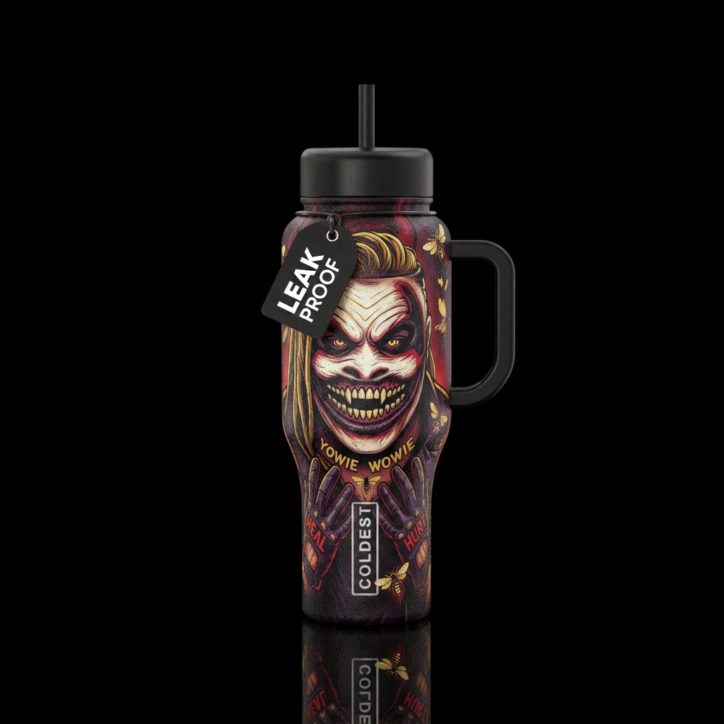 Bray Wyatt the fiend black handle and lid water bottle design