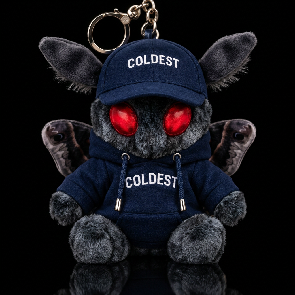 Mothman with red eyes with a coldest hoodie on water bottle design