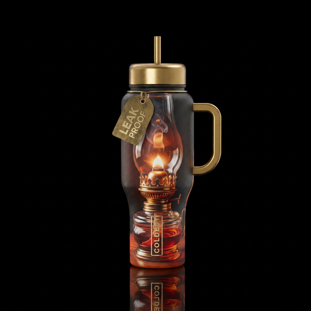 Antique oil lamp burning water bottle design