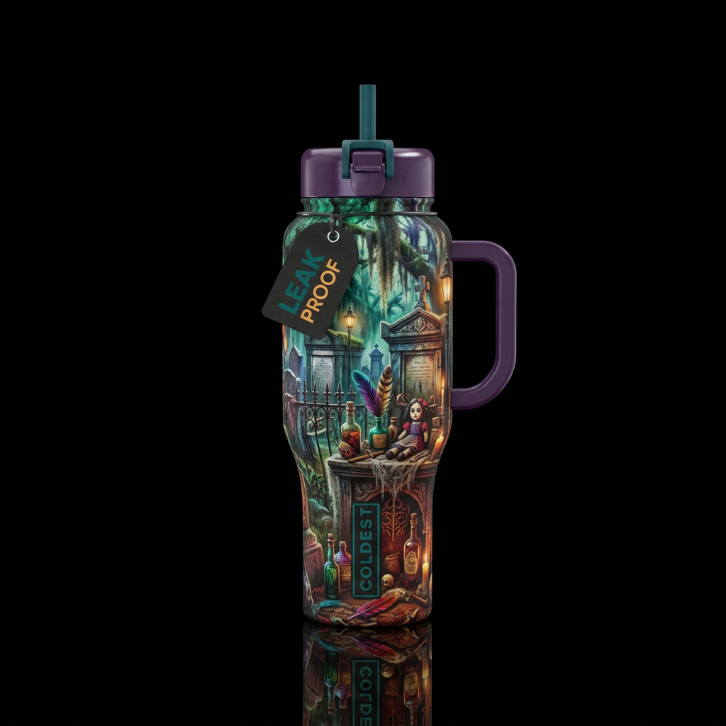 Voodoo new Orleans graveyard, realism water bottle design