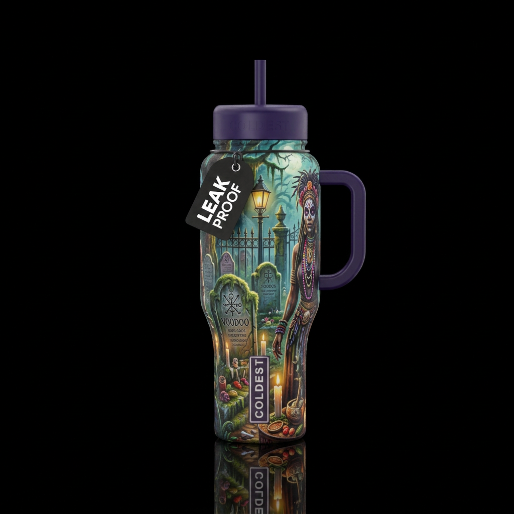 Voodoo new Orleans graveyard, realism water bottle design