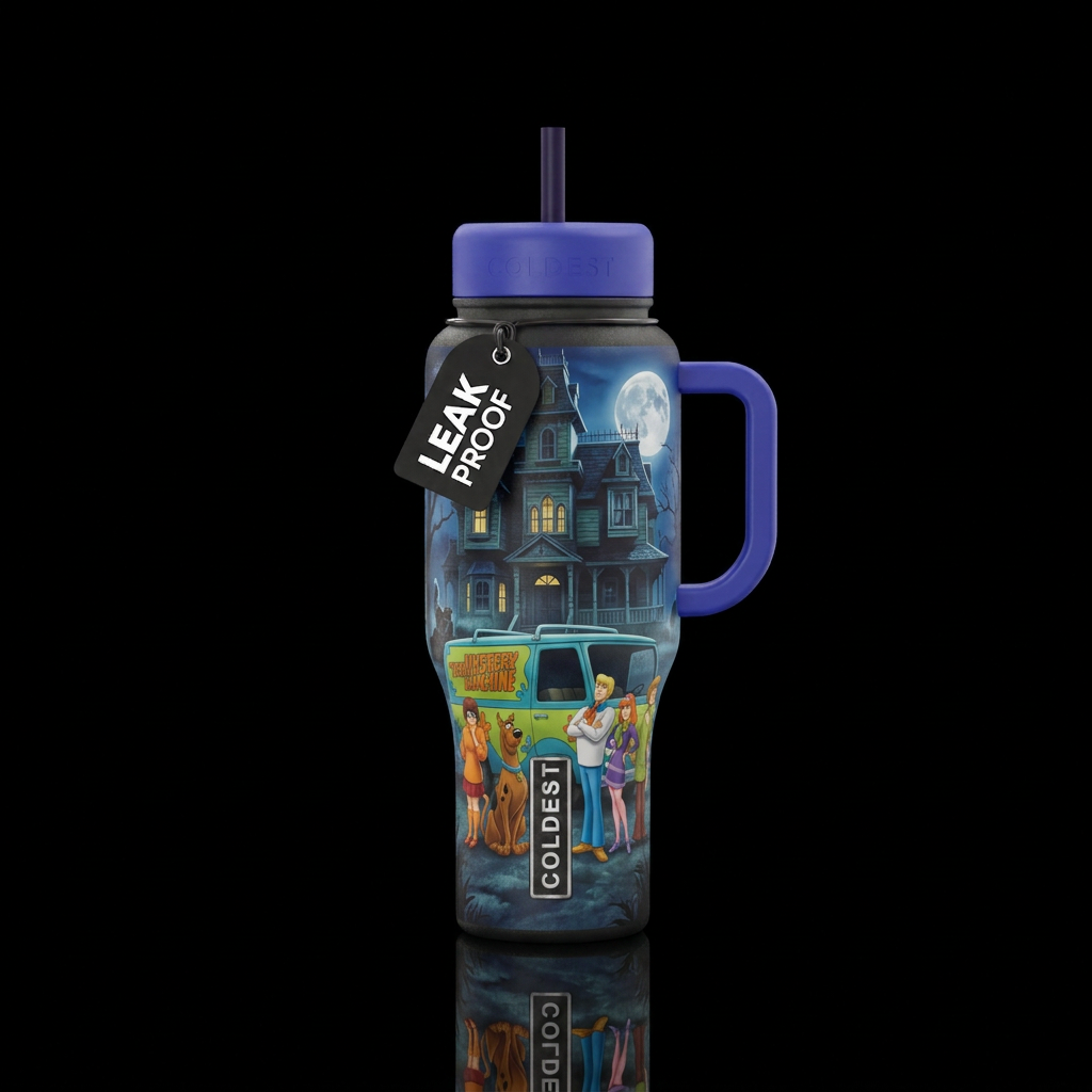 Scooby doo mystery haunted house mystery van and a... water bottle design