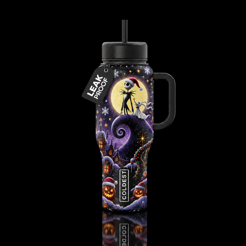 This is Halloween Christmas, scary, sparkly, magic... water bottle design