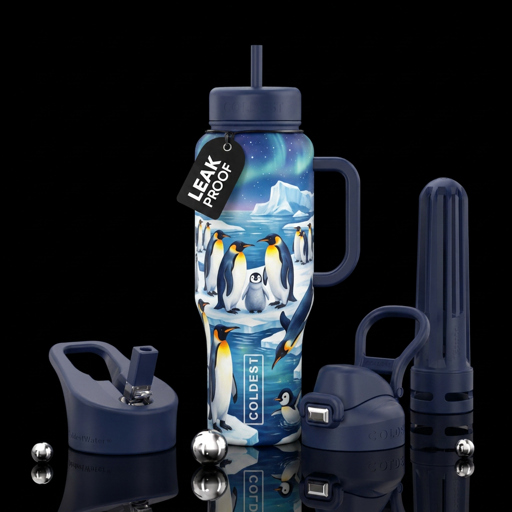 penguins water bottle design