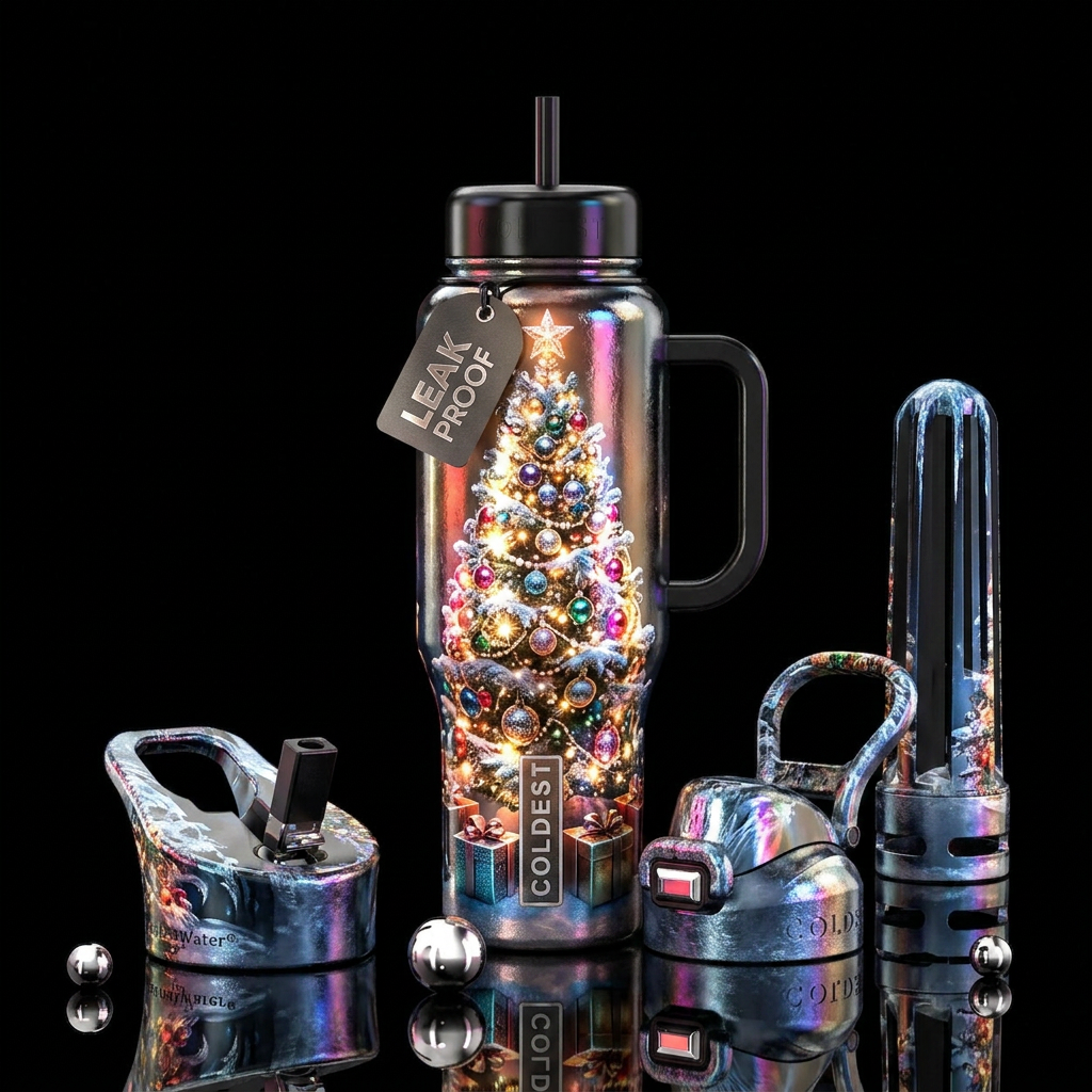 Christmas bright lights water bottle design