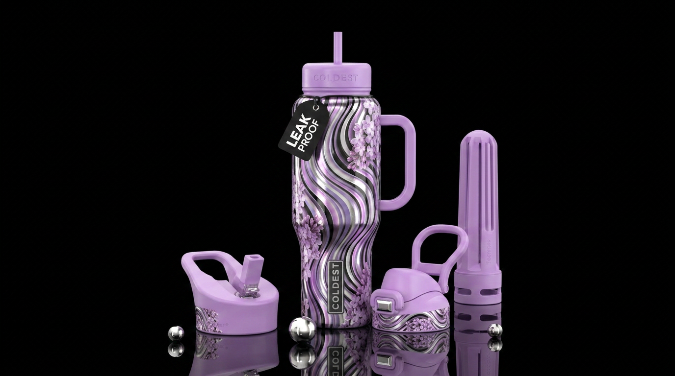Lilacs n waves water bottle design