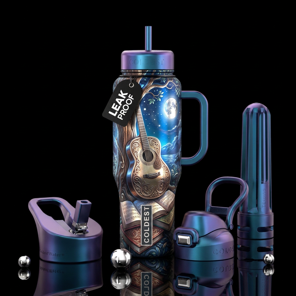 Guitars n moonlight water bottle design