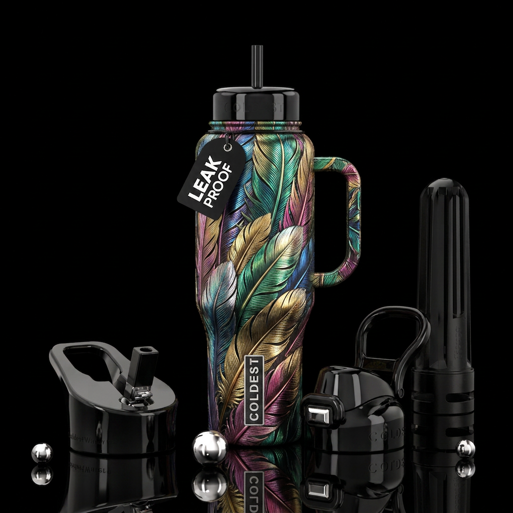 Feathers flock together water bottle design